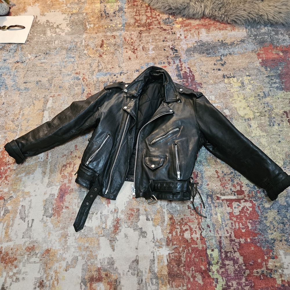 Sleek Black Leather Biker Jacket